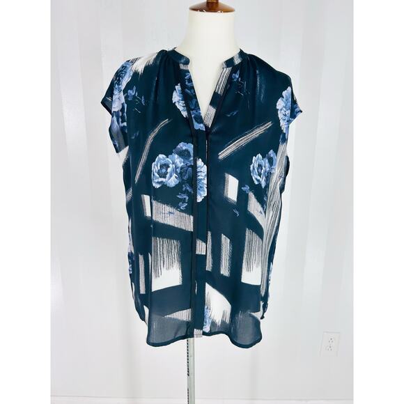 SIMPLY VERA VERA WANG Women’s Floral Print Oversized Sheer Blouse Sz S - Picture 1 of 11